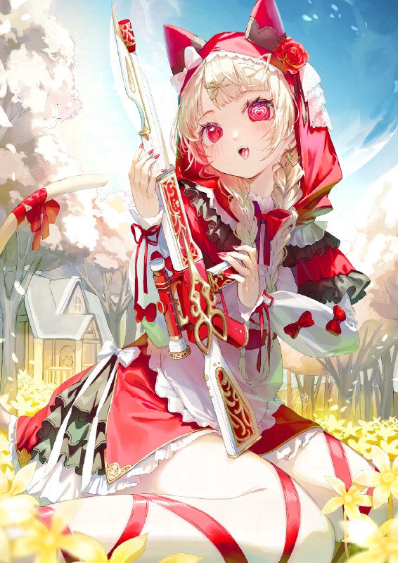Tags: #女孩子 #原创 #兽耳 #辫子 #小红帽 #原创 #young_girlauthor: ねぎまぷりん origin: 狂月の赤ずきん